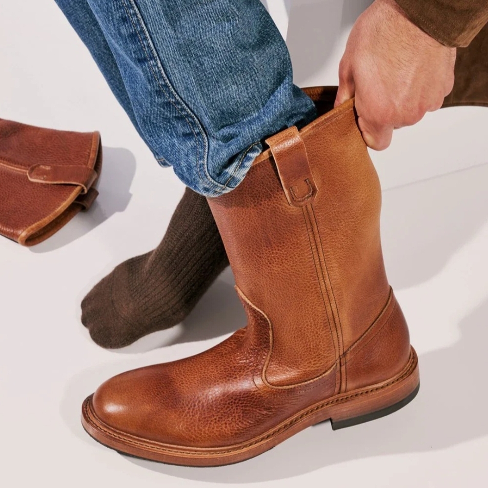 Allen Edmonds Cognac Brown Pull-On Leather Work Boots